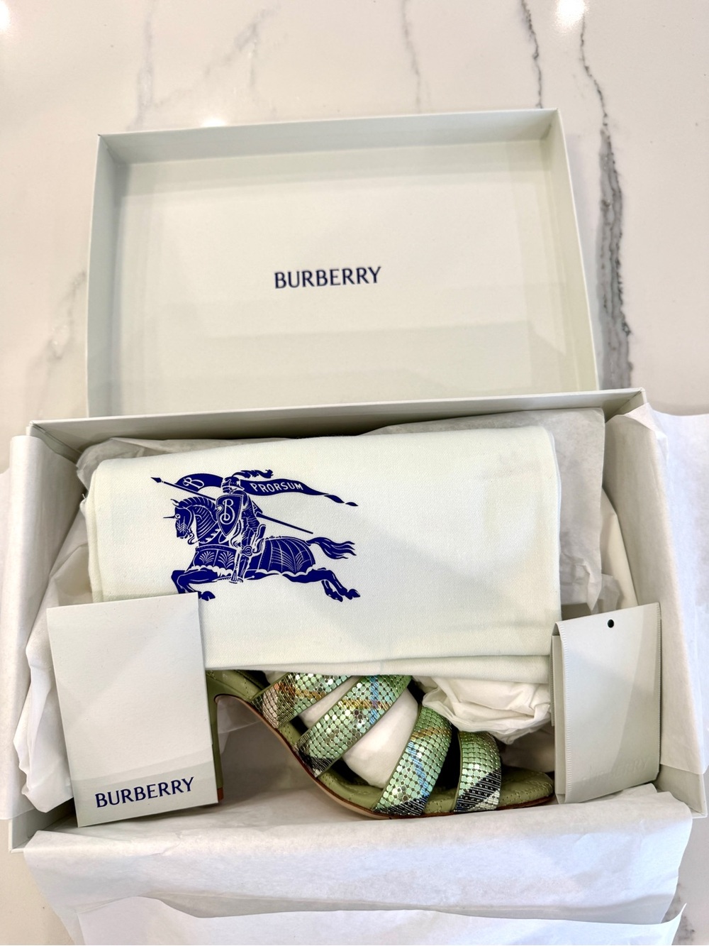 Burberry Check Mesh Mews Strap Sandals - Picture 8 of 9